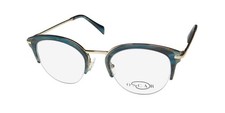 NEW OSCAR DE LA RENTA OSL 737 GLASSES 50-22-140 PLASTIC HALF-RIM BLUE BROWLINE