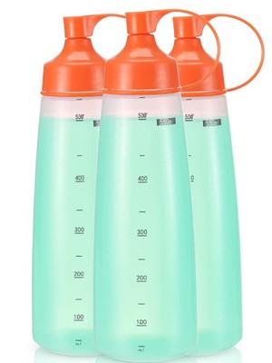 oiununo Squeeze Bottles Wide Mouth - Pack of 3 Condiment Bottle Squeeze BPA f...