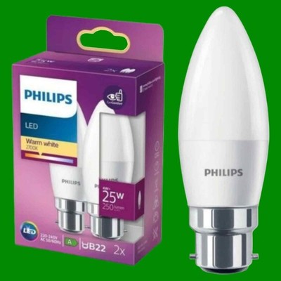 4x 4W (=25W) Philips LED Kerze BC B22 Bajonettverschluss warmweiß 2700K Glühbirne