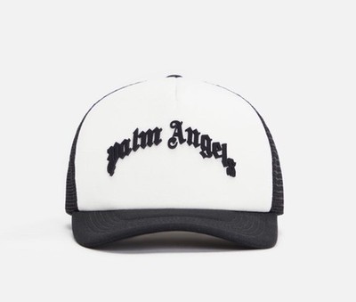Palm Angels Curved Logo Mesh Cap Black Snapback White Color New W Tags Authentic