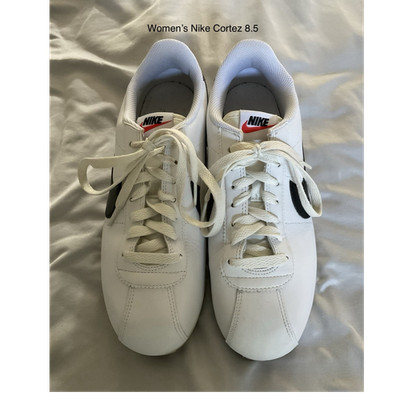 Nike Cortez Women's Lace-Up Low Top Sneakers White Black Blue Classic