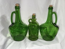 Green glass wine bottles with cork stoppers, Tallest 11  