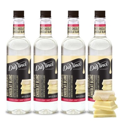 Classic White Chocolate Syrup 25.4 Fl Oz - Pack of 4 for Coffee & Desserts