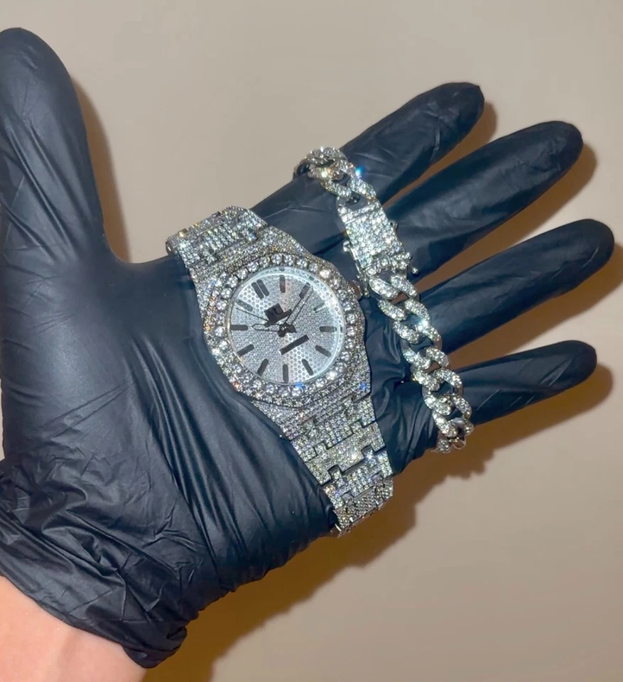 18k Gold/White Gold Unisex Octagonal ICED-OUT Bustdown Personalized Custom Watch - Image 4 of 4