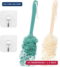 2Pack Back Scrubber for Shower Loofah with Long Handle, Shower Brush for Body, 1