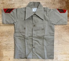 Vintage 1970 s JC Penney Big Mac Army Infantry Olive Green Shirt Boy s Size 6
