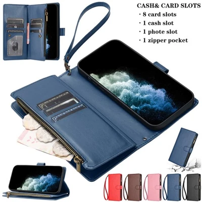 Handyhülle Für Samsung S26 S25 S24 S23 S22 S21 Note20 Reißverschluss Lederhülle - Bild 1 von 4