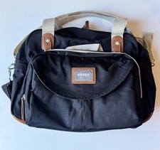 B aba Geneva II Black Canvas Unisex Stylish Diaper Bag w/ Pouch VGUC No Cooler