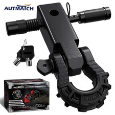 Autmatch 2 Shackle Hitch Receiver Mega D Ring Shackle Recovery Frosted Black
