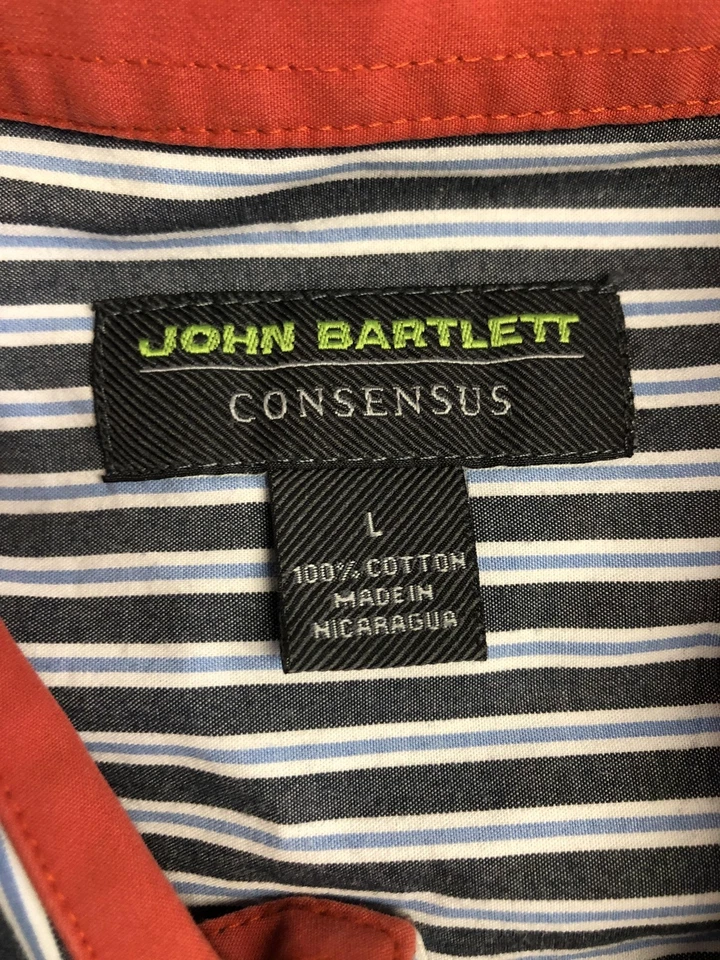 Camisa John Bartlett Consensus Para Hombre Grande Negra Azul Blanca Rayas Abotonada Foto 3 de 4