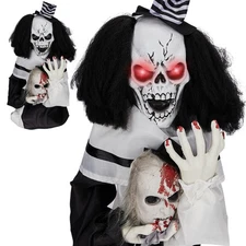 Horror Halloween Decor 1.8FT Scary Clown with Creepy Sound Haunted House Props