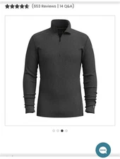 Smartwool 1/4 Zip Base Layer Men's Size Medium Heathered Charcoal Grey
