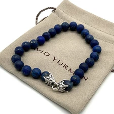 David Yurman Sterling Silver Men's Spiritual Bead Bracelet Lapis Lazuli