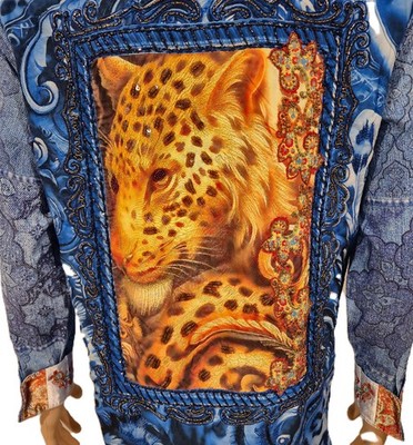 Robert Graham  Recon Jungle Print NWT ROBERT GRAHAM JUNGLE BLUES LIMITED EDITION BEADED  main image 4