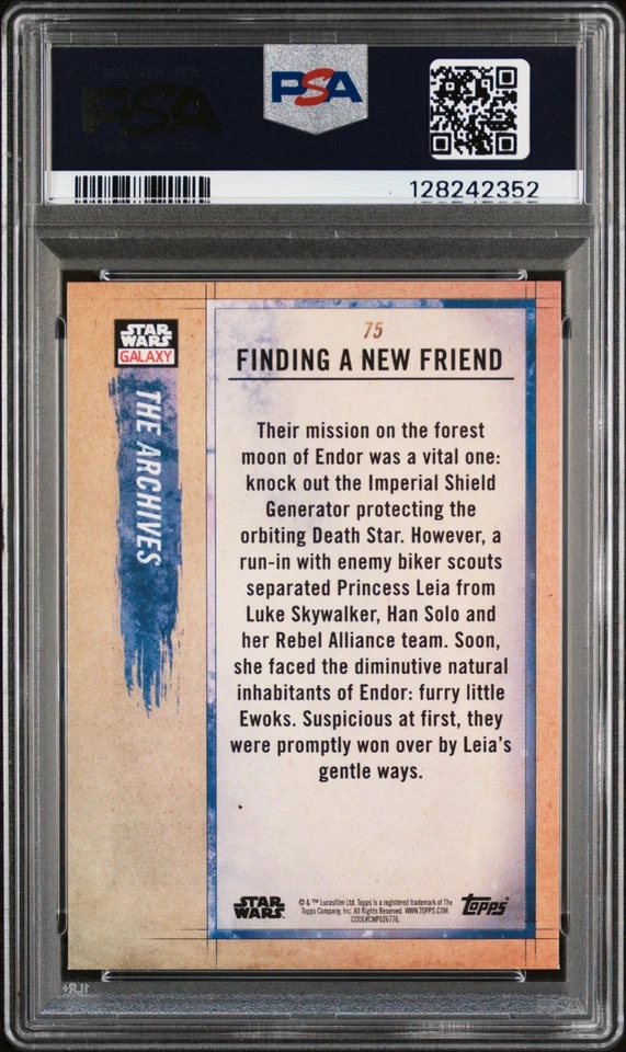 LEIA ORGANA WICKET PSA 10 2018 Topps Star Wars Galaxy A New Friend Blue #75 - Image 2 of 2