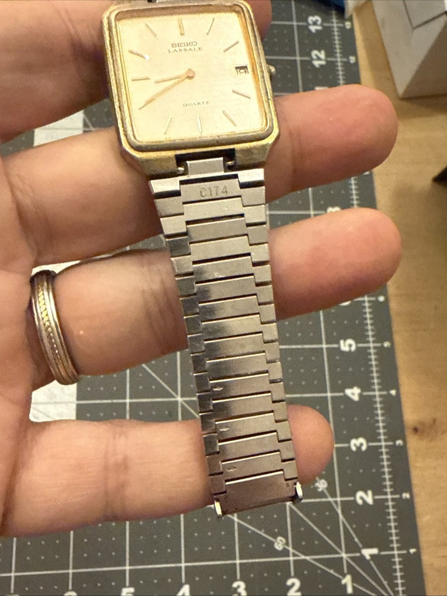Seiko Lassale Watch Men 28mm Gold Silver Two Tone Date 6429-5069