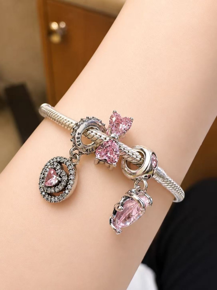 PANDORA #792654C01 Pink Heart Charm Pendant WITH BOX View 3