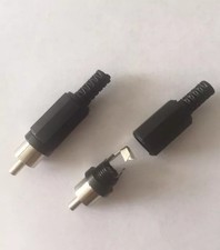 5pcs Black RCA Male Plug Audio Video Solder Type Cable Connector