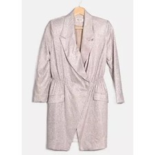 House of CB Shimmer Blazer Wrap Dress Small Silver Glam Sparkle Cocktail Party
