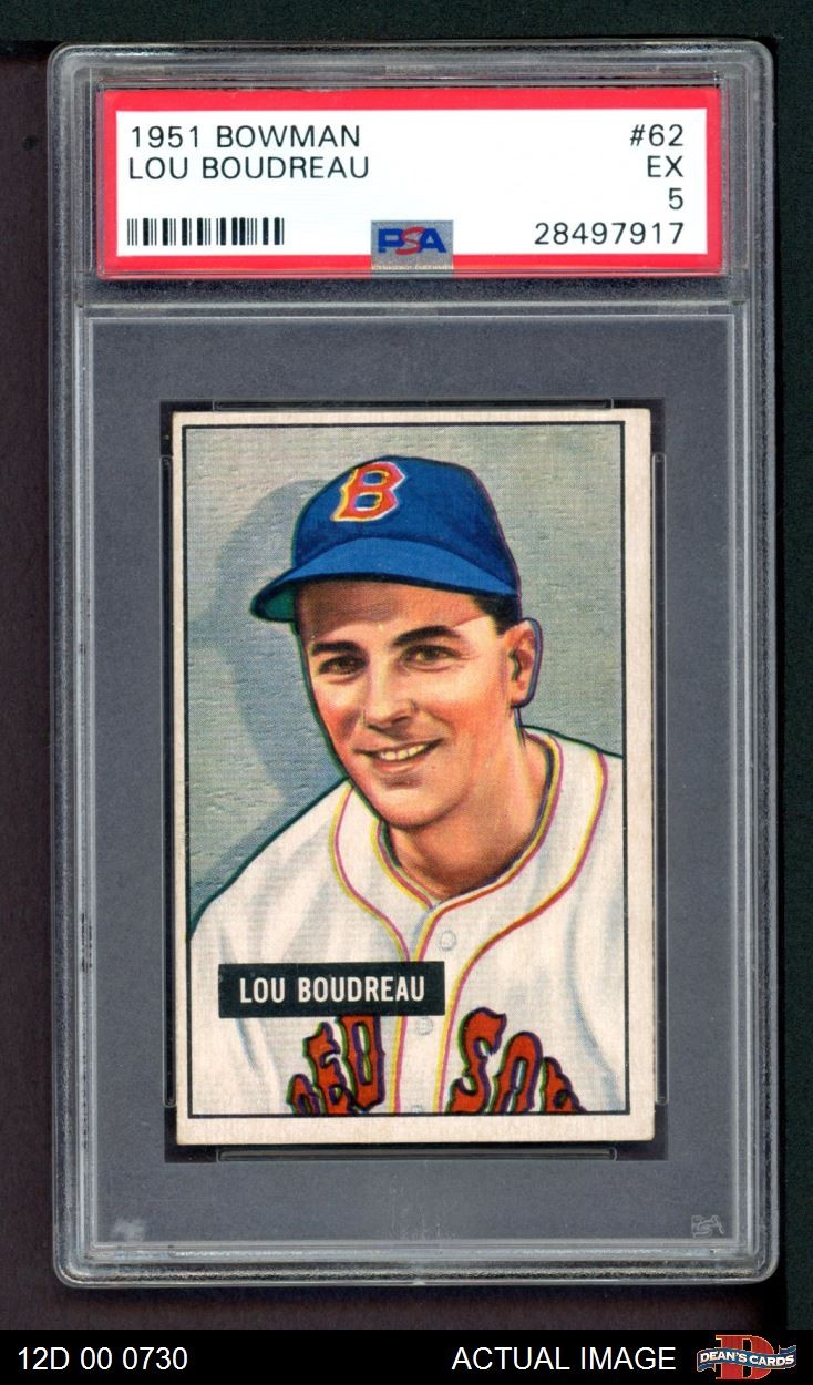 1951 Bowman #62 Lou Boudreau Red Sox HOF PSA 5 - EX