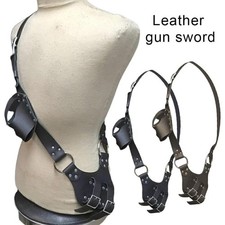 Pirat Baldric Pistole Schwert Holster Gürtel Schultergurt Mittelalter Leder