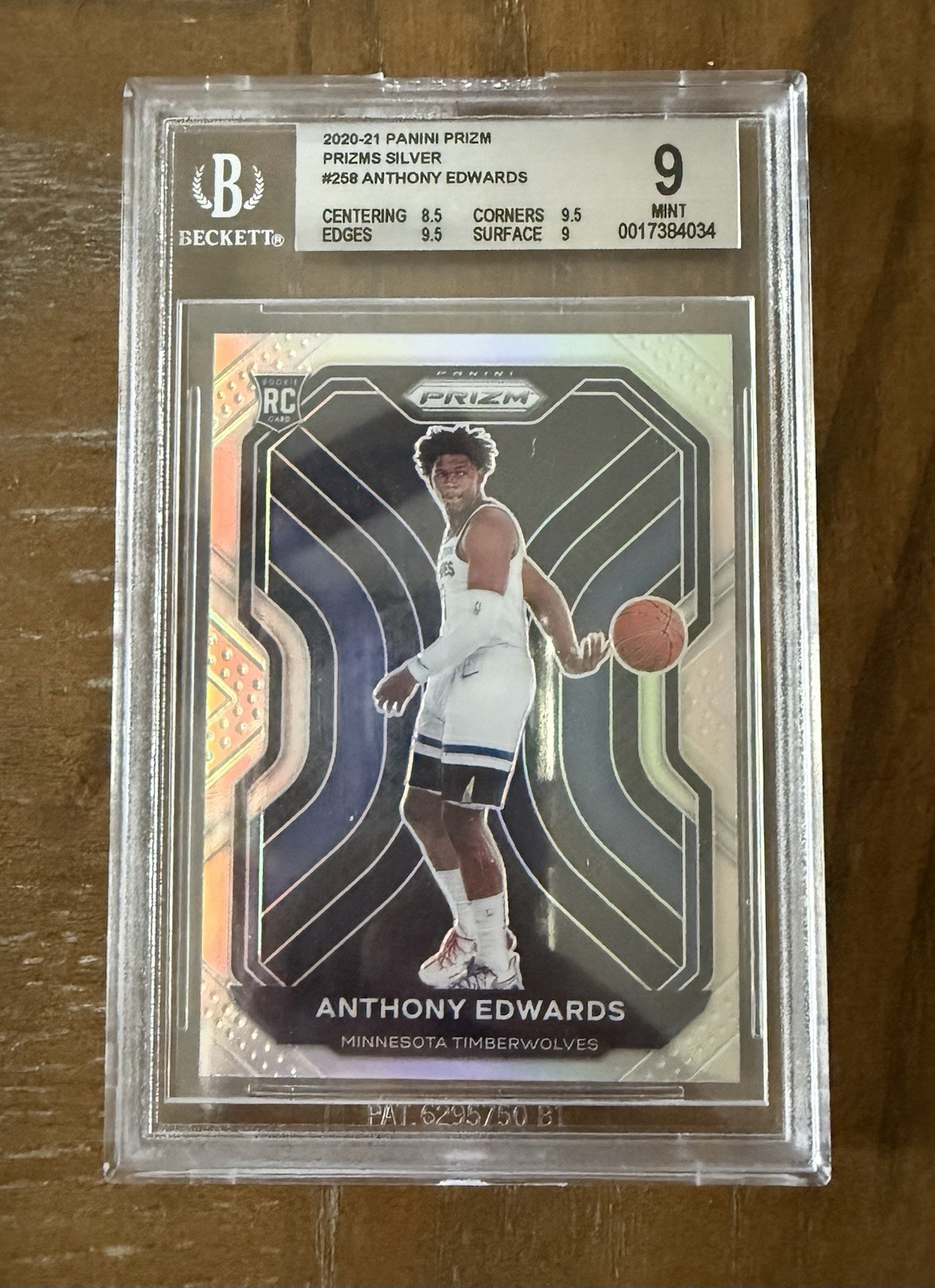 2020 Panini Prizm Silver Prizm #258 Anthony Edwards Mint BGS 9