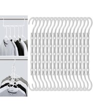 Plastic Clothes Hangers 16 Pcs, Space Saving Design, 360  Hooks, White