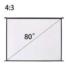 80"Pull Down Projector Screen Wall Mounted Projection Screen Cinema Office Home