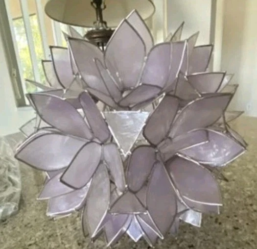 Lavanda Púrpura Capiz Shell Pétalo de Loto Flor Colgante Pantalla NUEVO  Foto 3 de 4