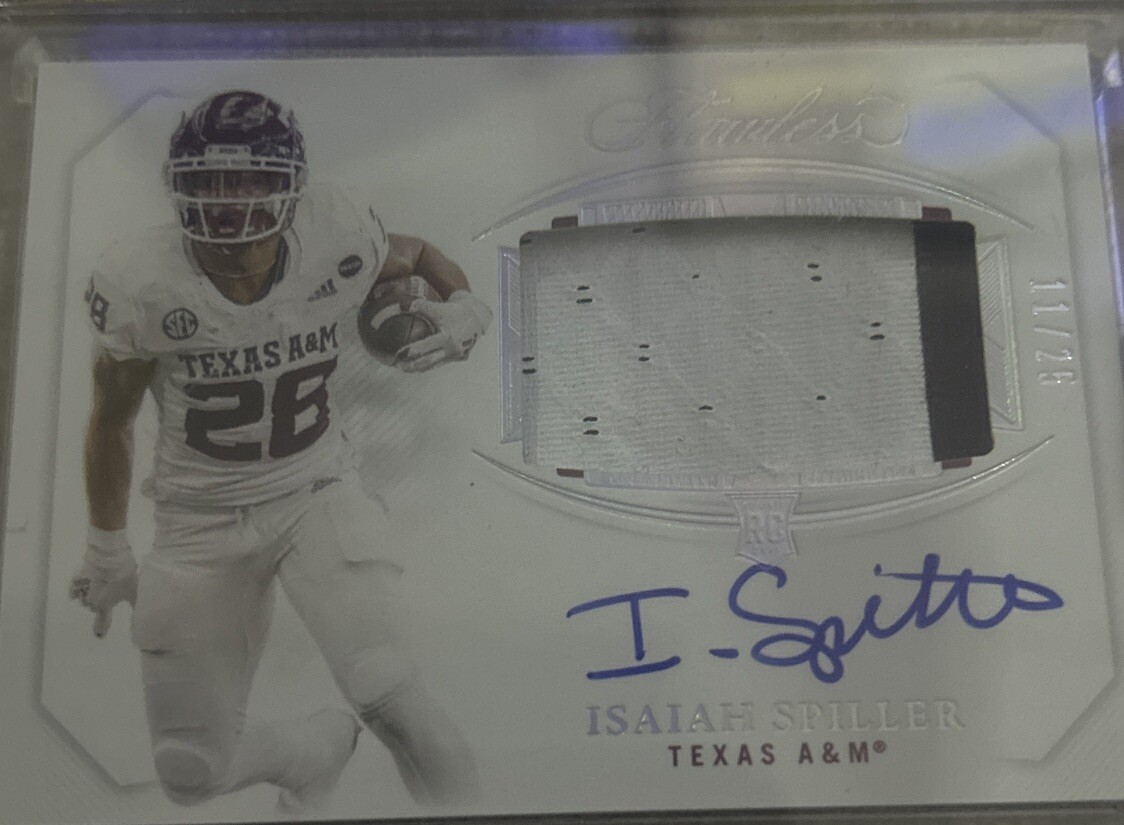 2022 Flawless Collegiate Isaiah Spiller Ruby RPA #16/20 Chargers