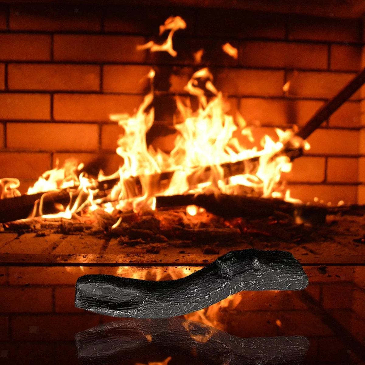 1x Ceramic Wood Logs Fireplace Decoration Fake Carbon Flame Fireplace Logs  | eBay