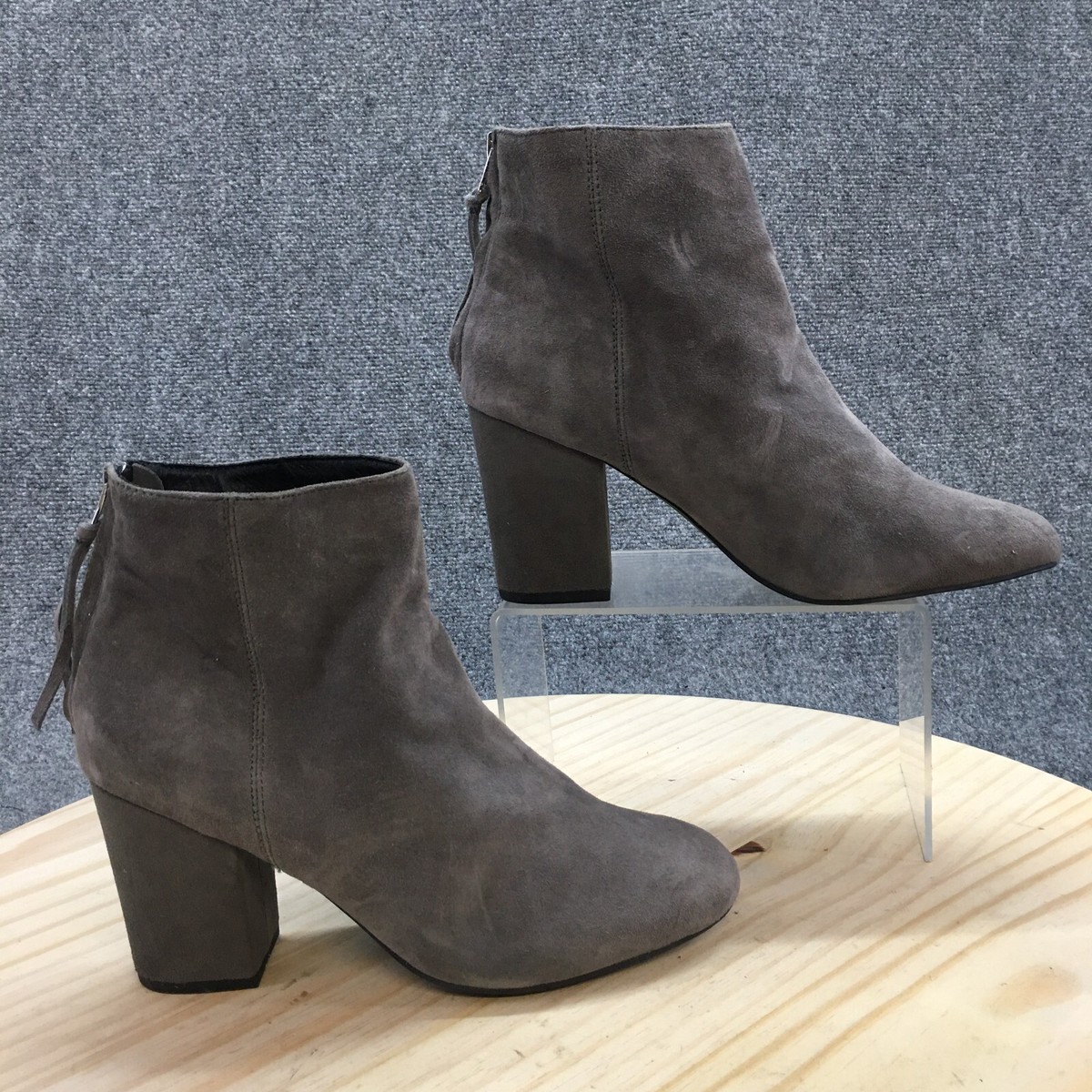 Steve Madden Boots Womens M Cynthia Ankle Booties Heels Gray Suede Zipper