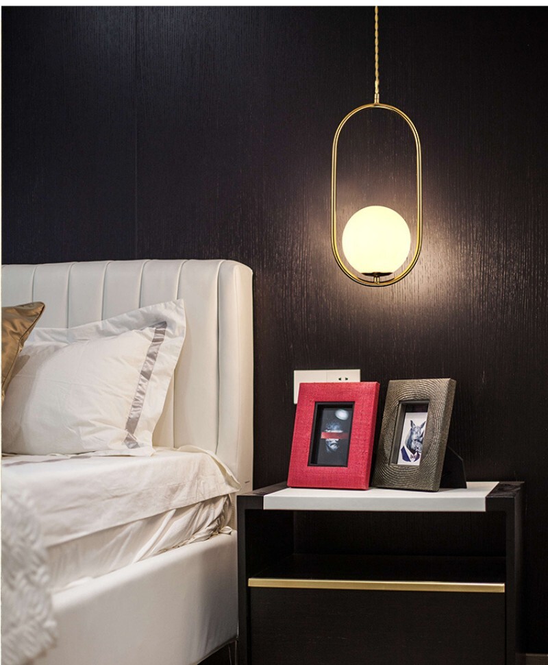 Lampadario Ovale Oro E27 Sospensione Moderno Sfera in Vetro