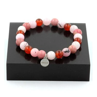 Armband Perlen Opal Rosa + Rhodonit + Achat Rot + Rosenquarz 8 Made IN E - Bild 1 von 4