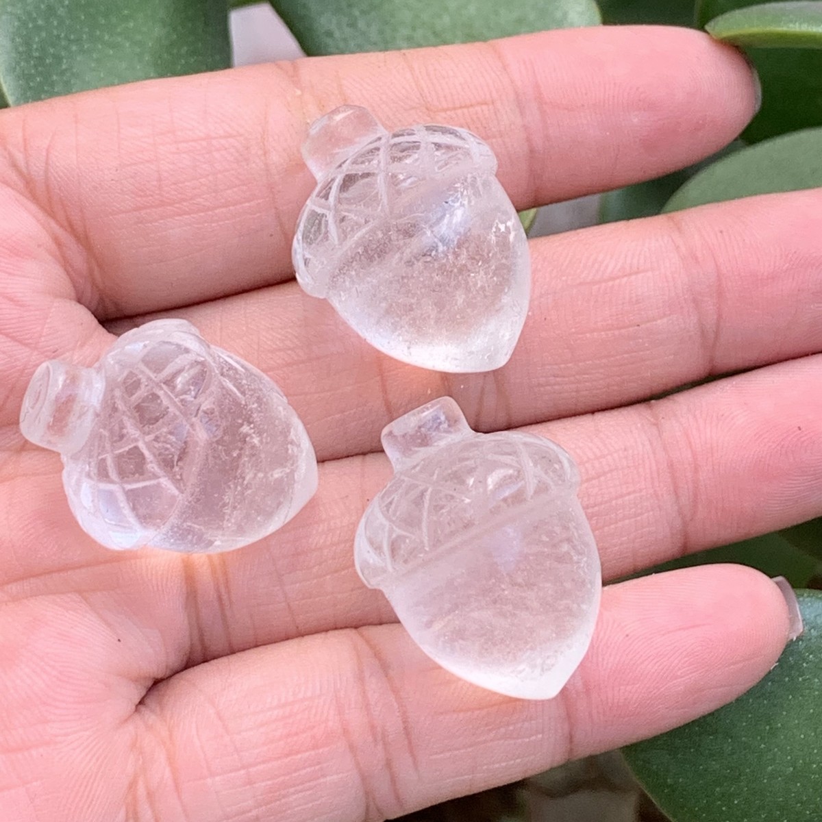 3pc Natural White crystal Pine cones Quartz Crystal reiki Manual