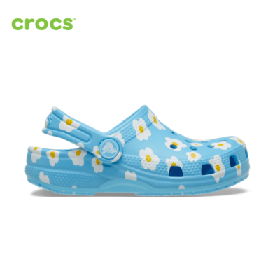 NEW CROCS TODDLER Classic Daisy Clog 211264-4WD Tinted Glass BLUE
