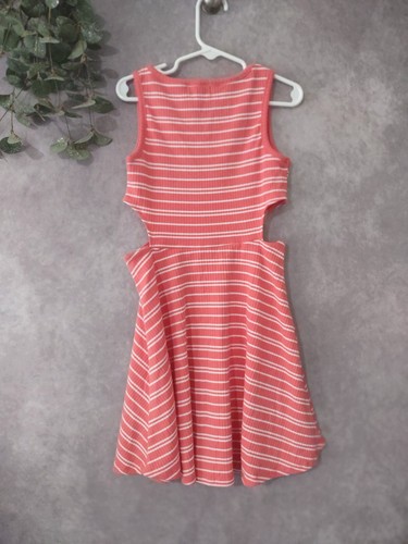 Btween Dress Kids Size 7 Pink Stripe A Line Sleeveless Knee Length Cut Out Side - Picture 8 of 8