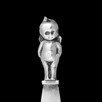Vintage Novelty Ugly Baby KEWPIE DOLL Rose O' Neill Bookmark Silver Plated