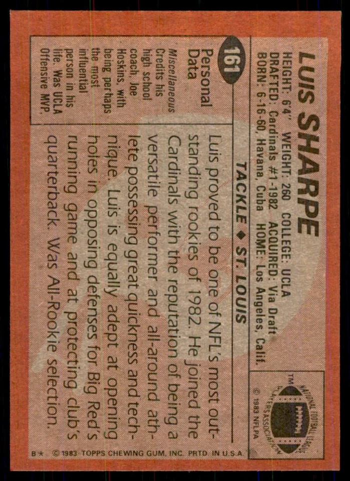 1983 TOPPS] LUIS SHARPE ST. LOUIS CARDINALS #161 - Image 2 of 2
