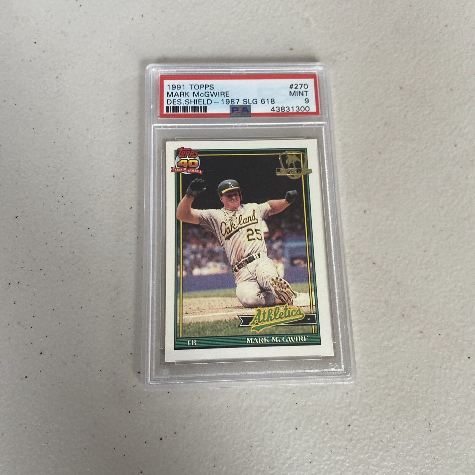 1991 Topps Desert Shield #270 MARK MCGWIRE PSA 9 ATHLETICS AUTHENTIC