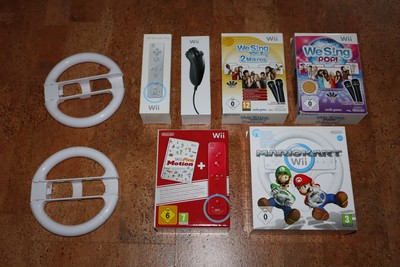 Nintendo Wii / Wii U Set: Mario Kart Wii, We Sing Pop & Vol. 2, Wii Play Motion