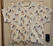 Christmas Snowmen White Scrub Top 2X-Large Butterick B4946 Homemade NEW 