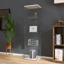 Glass Display Cabinet w/Door 4-Shelf Display Shelve Showcase,64.56”x16.73”x14.37