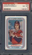 1976 Kellogg's #19 Dennis Eckersley Rookie Card PSA 8 Cleveland Indians HOF. rookie card picture