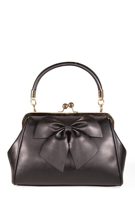 Banned Retro Handtasche Lockwood Bow Schwarz Henkeltasche Vintage Schleife