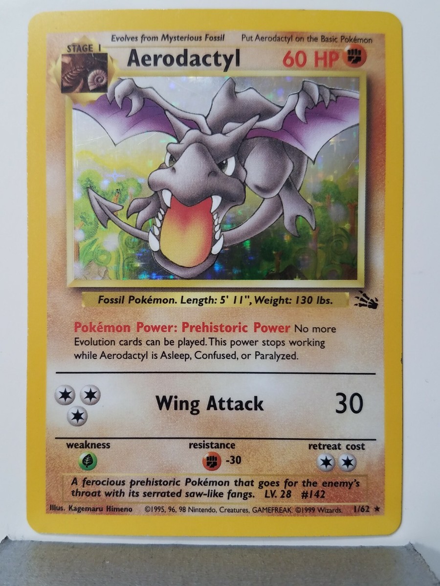 HOLO Aerodactyl 1/62 - NM - RARE Fossil Pokemon Card - $2 Combined