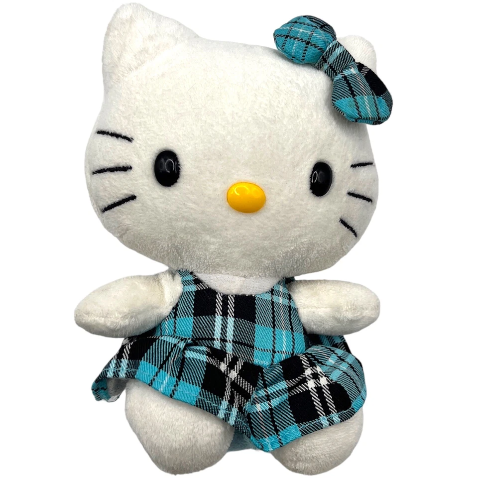 Sanrio Hello Kitty Plush Lot of 3 Blue Plaid Dress 7" Bumble Bee 4" Red 5" - Image 2 of 4