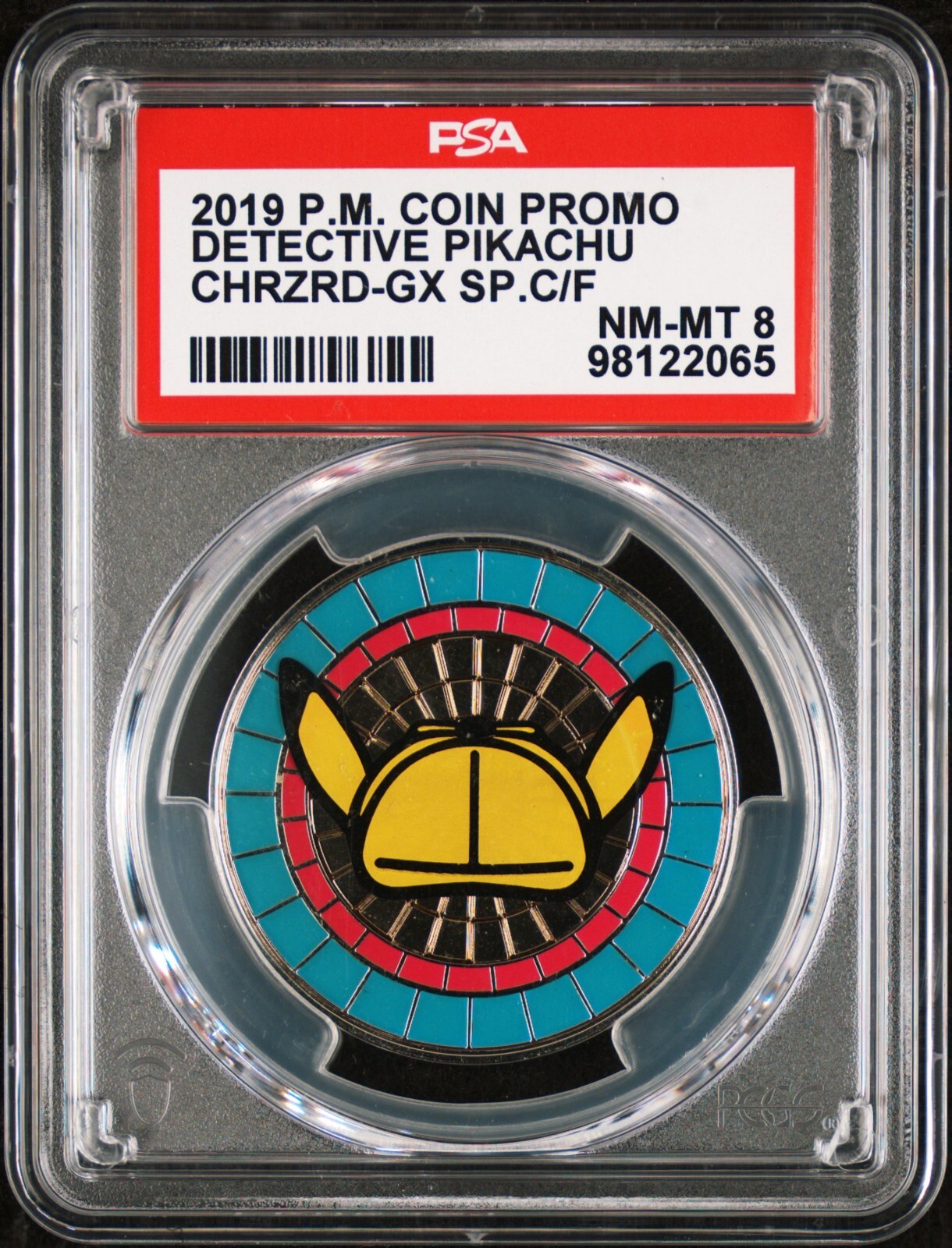 Detective Pikachu PSA 8 Metal Coin 2019 Pokemon Charizard GX Case File