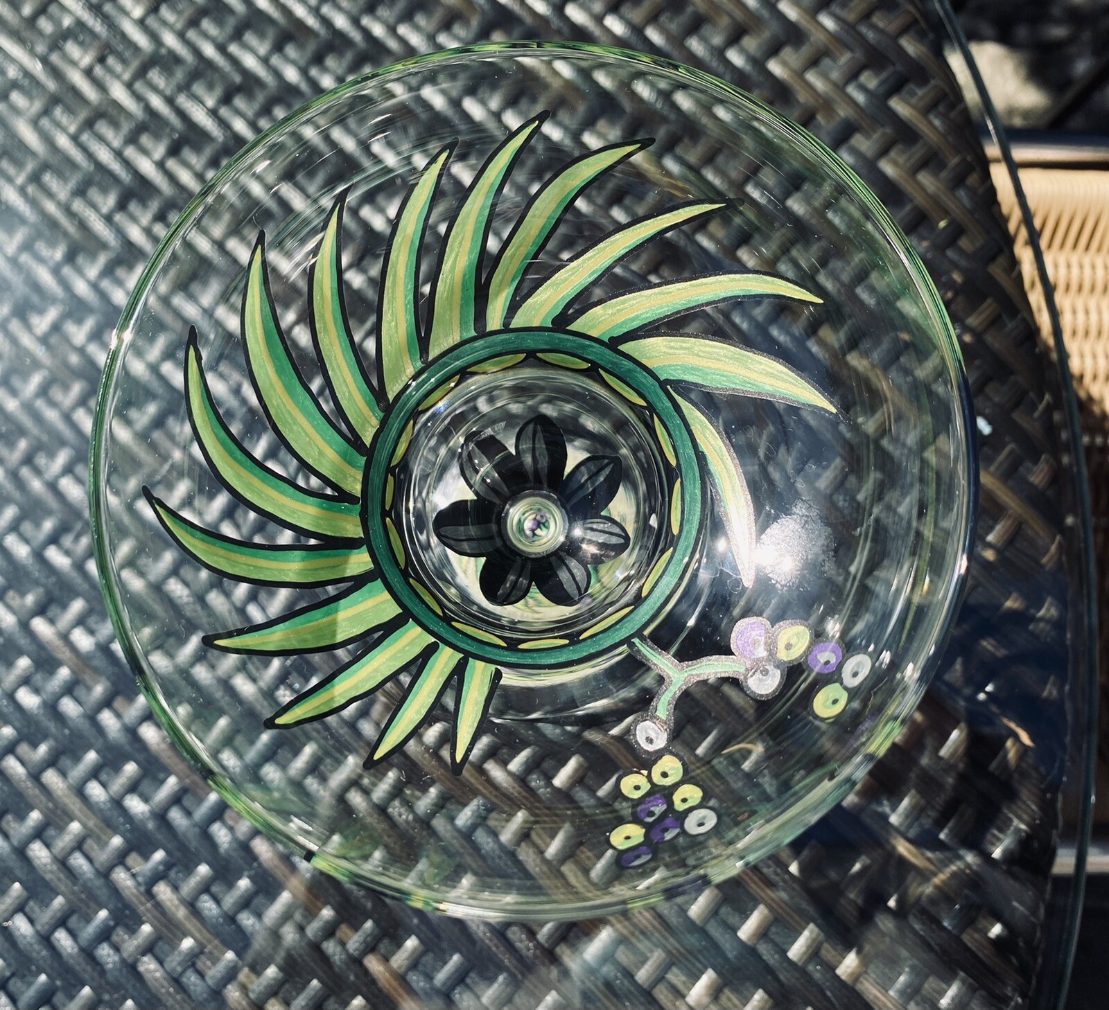 Smithereens Hand Painted Vintage Signed Margarita Glass New With Tags Holds 8 oz