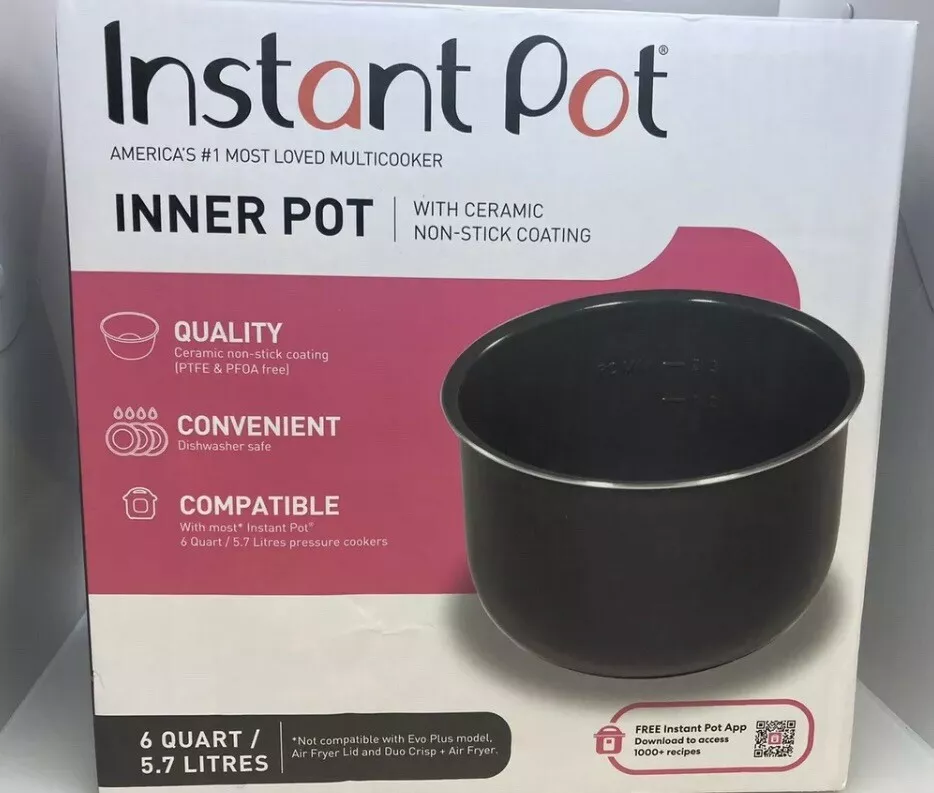 Genuine Instant Pot Ceramic Non-Stick Interior Coated Inner Cooking Pot - 6 Quart